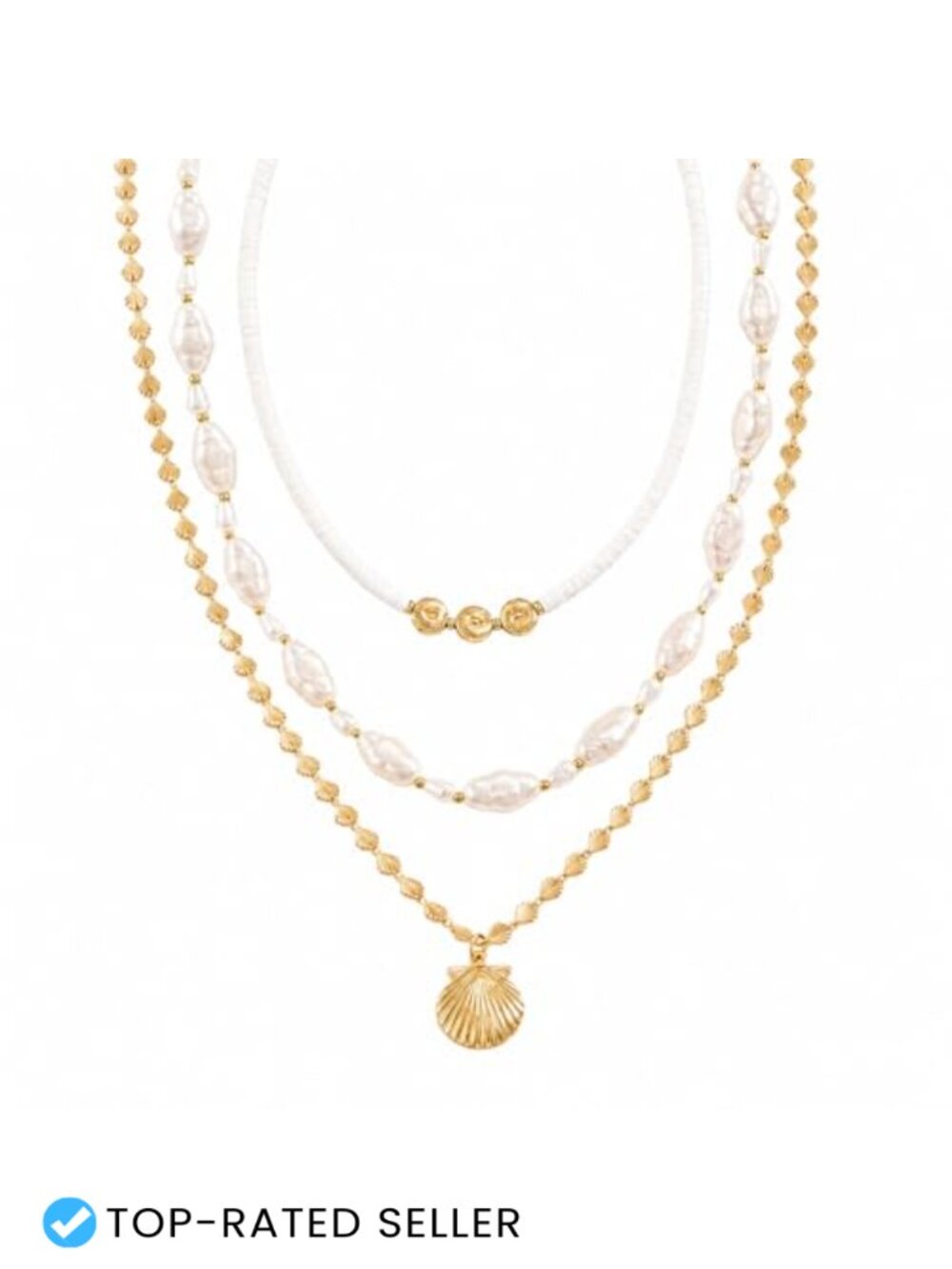 Layered Shell Necklace Set for Women - Beach Vacation Summer Jewelry Gift